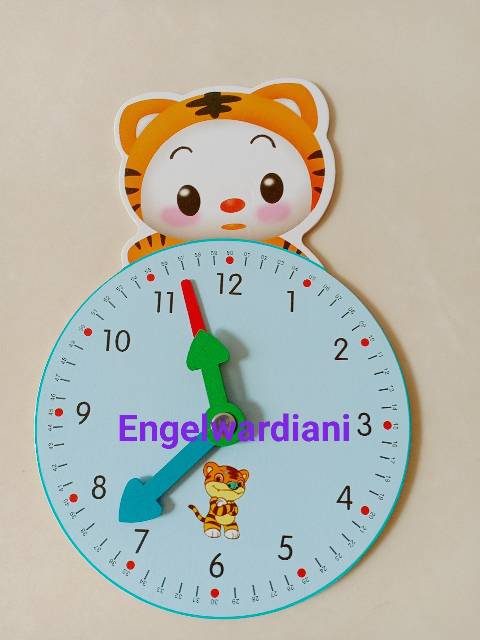 Jam kayu mainan edukasi tk paud / mainan edukasi jam anak/ belajar mengenal jam