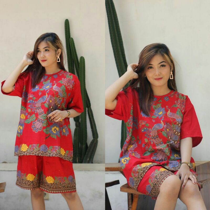 Piyama Lengan Pendek JUMBO / Unggul Jaya / Piyama Batik Baju Tidur