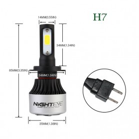 NightEye Lampu Mobil Headlight LED H7 COB 2 PCS - Black