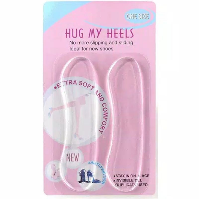 PELINDUNG TUMIT KAKI TRANSPARAN - AC 75 - GEL TRANSPARAN SILICONE HEEL GRIP PATCH / aksesoris Alas foam sol bantalan insole kaki sepatu empuk  kebesaran pelindung perawatan tumit kaki silicon silicone belakang anti lecet wanita