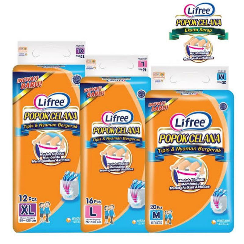 Lifree Popok Celana Tipis & Nyaman Bergerak / Lifree Popok Dewasa/ Lifree Tipis / Lifree Popok Tipis