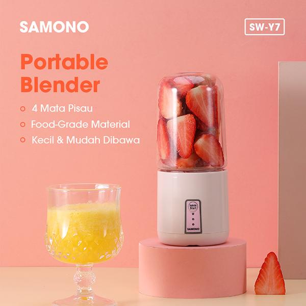 SAMONO SW-Y7 Food Grade Material 350ml Portable Blender Juicer 4 Mata Pisau 3 Mode Charging