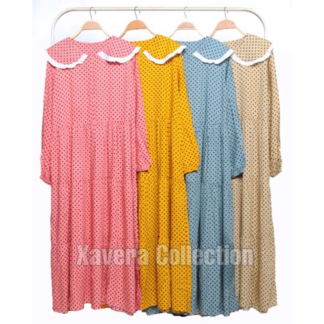 XC - Midi Dress Polka 03 / Dress Midi Wanita Kekinian