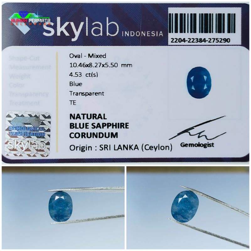 Batu Permata Blue Sapphire Natural Asli Original Bersertifikat