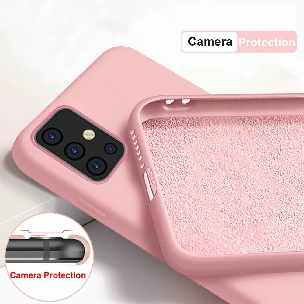 OPPO A16 A54 A15 A15S A53 2020 A92 OPPO A52 A53 A5S A12 A7 Case Liquid Silicone Anti-Slip Shockproof Phone Cover-pink