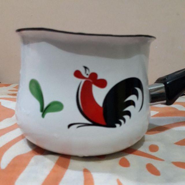 Panci Enamel Single Handle Kukuruyuk Milk Pan Ejire Kedaung