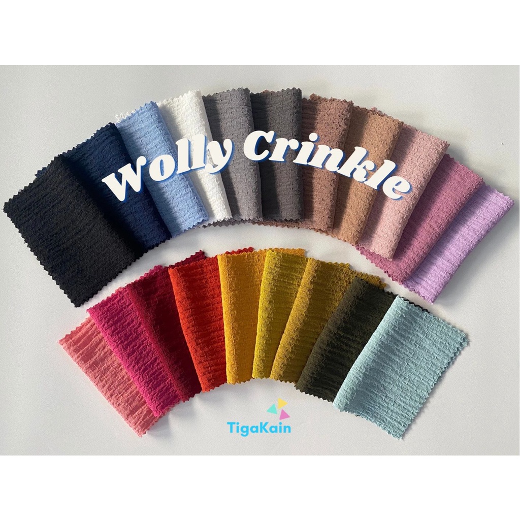 0.5 Meter Kain Wolly Crinkle Bahan Crinkle Stretch Premium