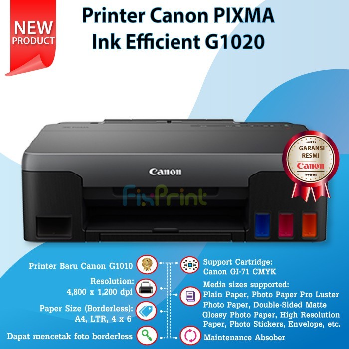 Canon Inkjet Printer PIXMA G1020 Single Function Printer Print Only