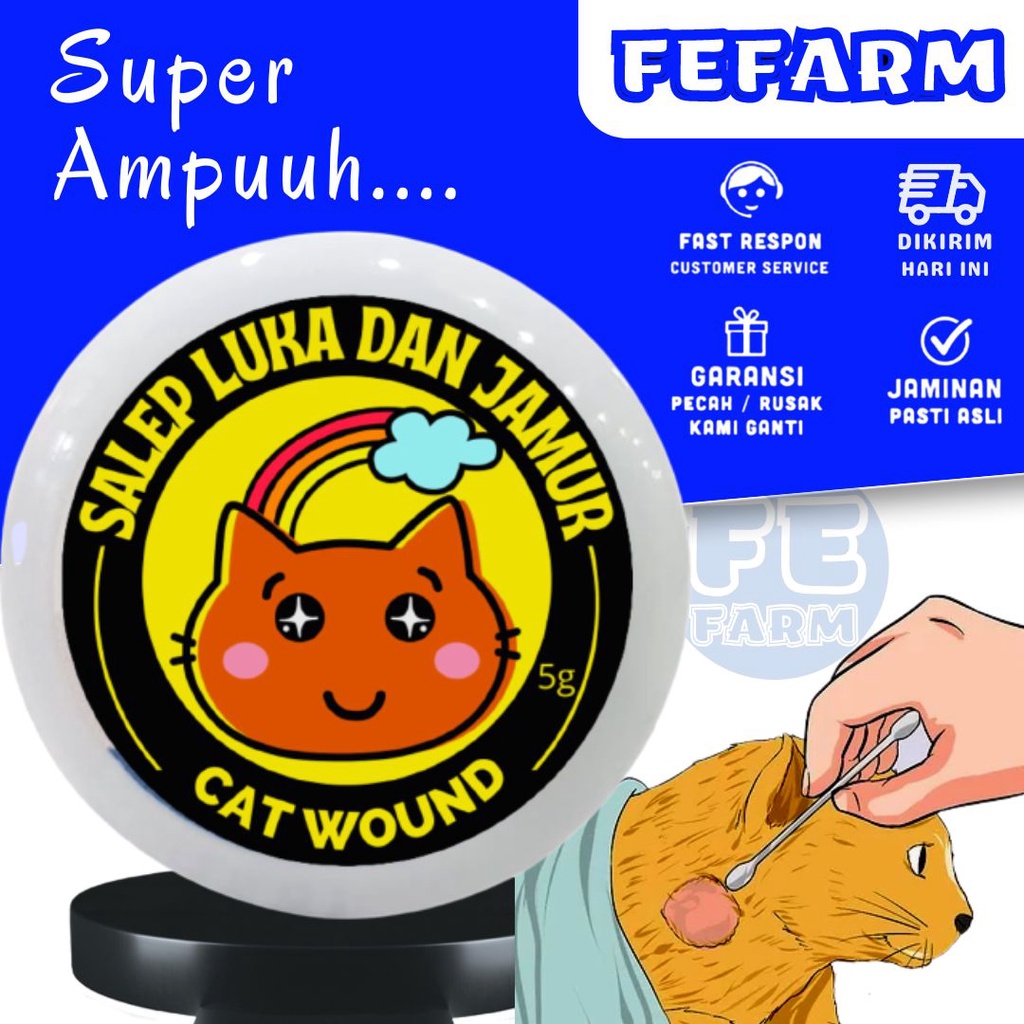 Obat Jamur dan Luka Hewan | Salep Jamur Kucing &amp; Anjing | Obat Luka Kulit Anjing Kucing CAT WOUND FEFARM