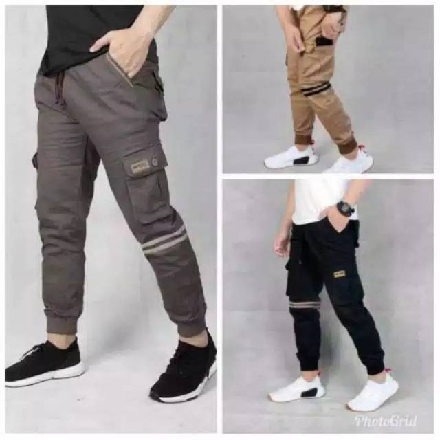 Joger strip celana panjang pria joger motif list garis