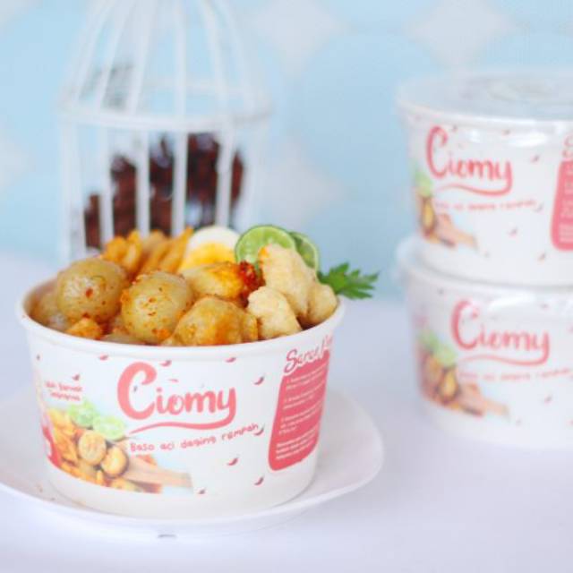 

makanan cemilan cemillan ciomy baso aci yummy kemasan cup