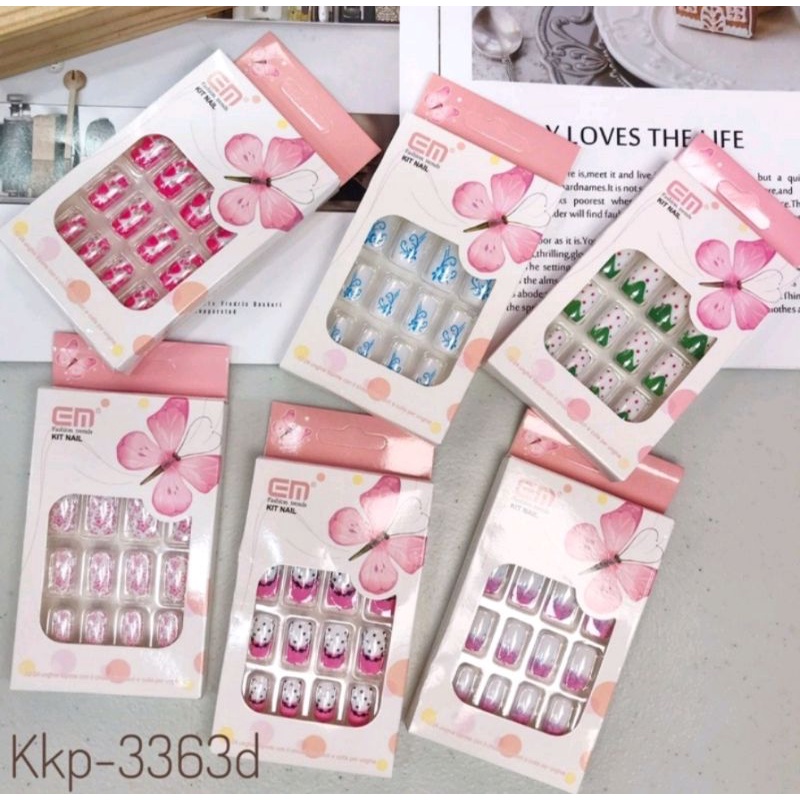 KUKU PALSU + LEM SET ISI 12 FAKE NAILS ART