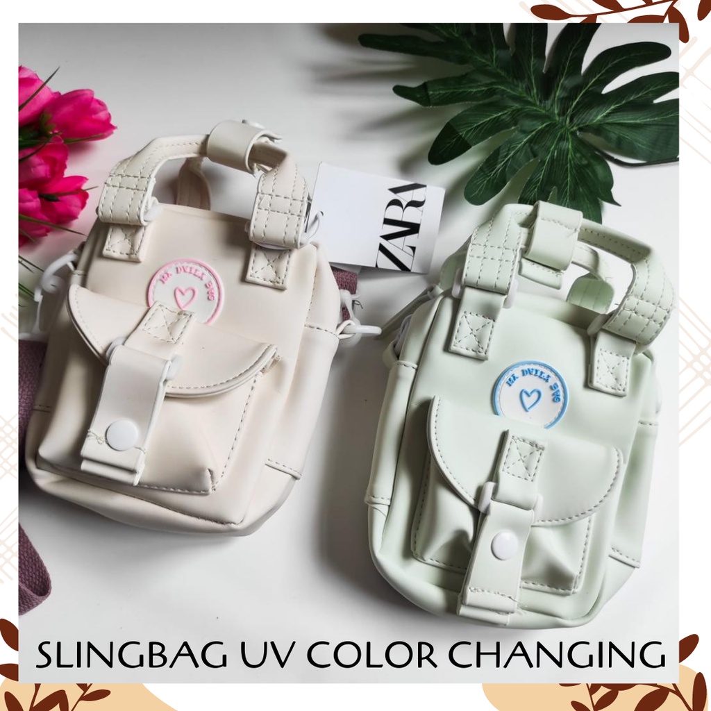 SLINGBAG UV COLOR CHANGING TAS BERUBAH WARNA KALAU TERKENA CAHAYA MATAHARI UNIK LUCU WANITA FASHION 