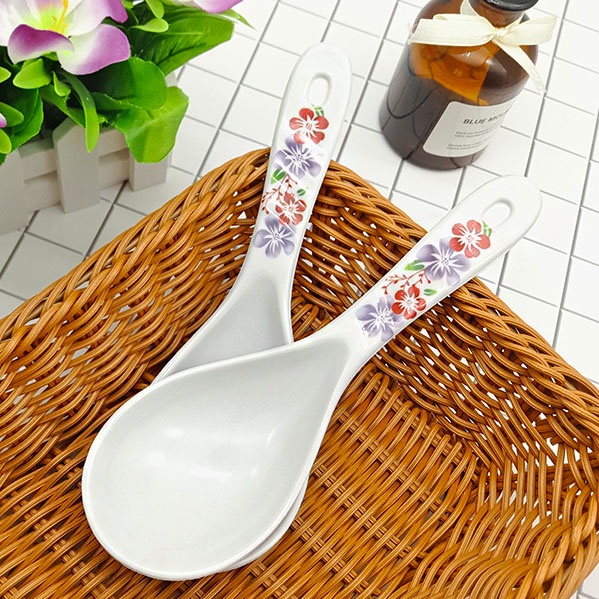 Centong Nasi Melamin Putih Motif / Souvenir Centong Melamin Murah