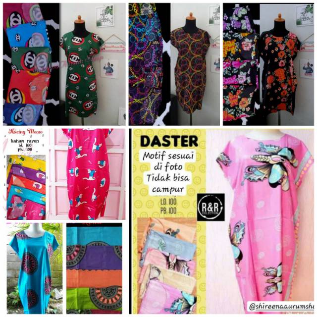 Daster Katun Rayon (panjang selutut) motif Bisa pilih (warna random)