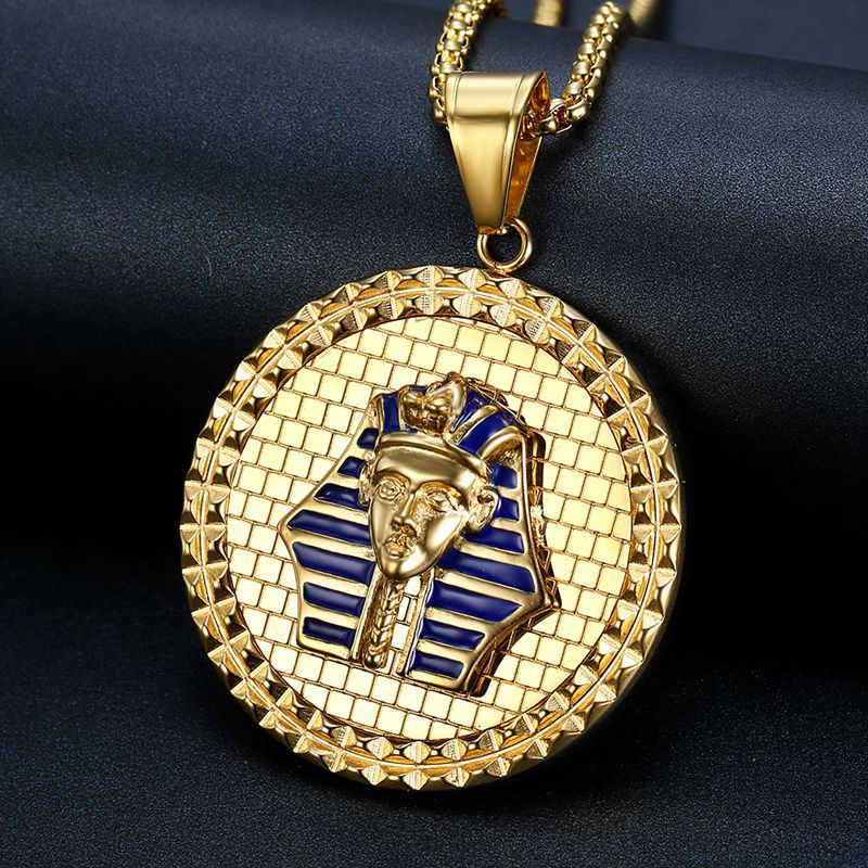 Kalung Liontin Topeng Tutankhamun Mesir Kuno Warna Emas Gaya Hip Hop Untuk Hadiah Pesta