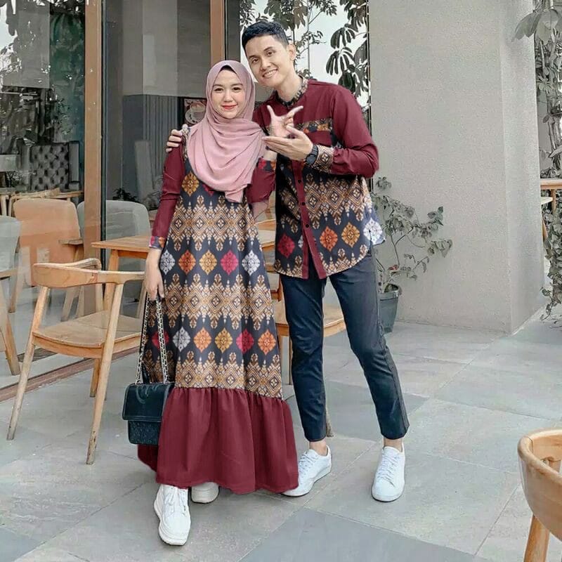 CP GIGI TERLARIS - SET BATIK Couple Baju Pasangan CP Muslim Dress Set Kemeja Fashion Pesta Kondangan Model Terbaru 2021
