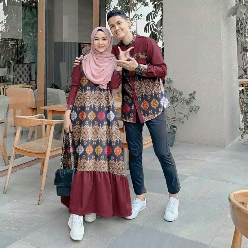 CP GIGI TERLARIS - SET BATIK Couple Baju Pasangan CP Muslim Dress Set Kemeja Fashion Pesta Kondangan
