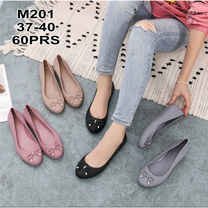 Dm54 Sepatu Flat Balet Shoes Jelly Lentur Nyaman Pita Wanita Cewek