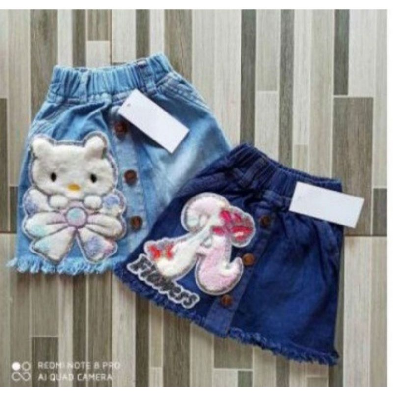 ROK JEANS ANAK USIA 1-7 TAHUN//ROK JEANS ANAK RAWIS KARAKTER BULU USIA 1-7 TAHUN/ROK JEANS ANAK TUTU GAMBAR KARAKTER BULU