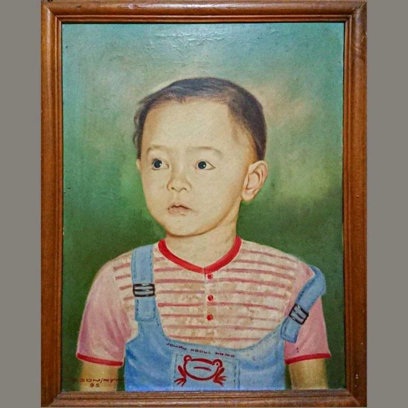 Lukisan Wajah Media Kanvas dan Cat Minyak Ukuran 40x40.