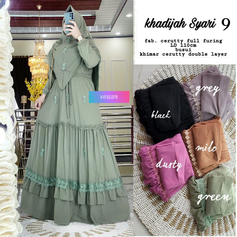 KHADIJAH SYARI DRESS SYARI MUSLIMAH INCLUDE KHIMAR CERUTY FULL FURING