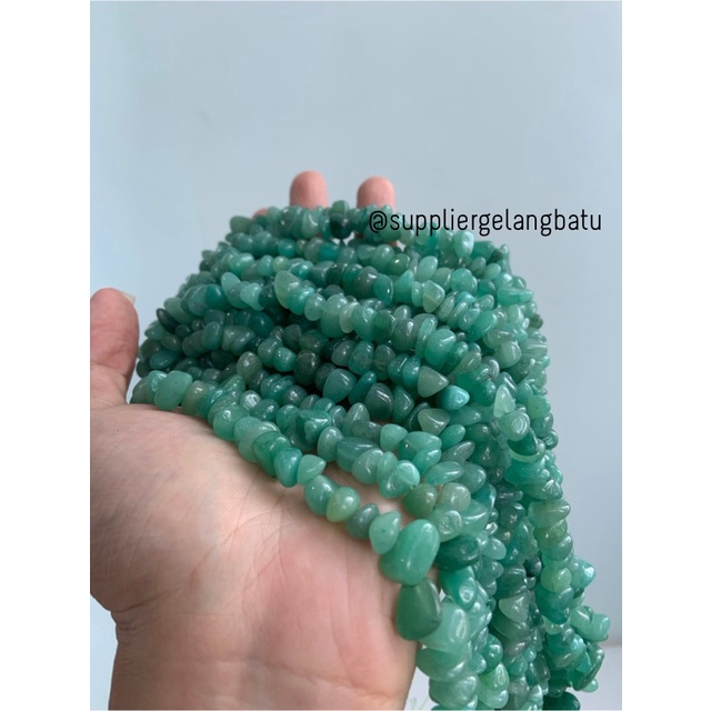 kerikil Batu mix giok hijau muda 2cm bahan gelang kalung green pecah