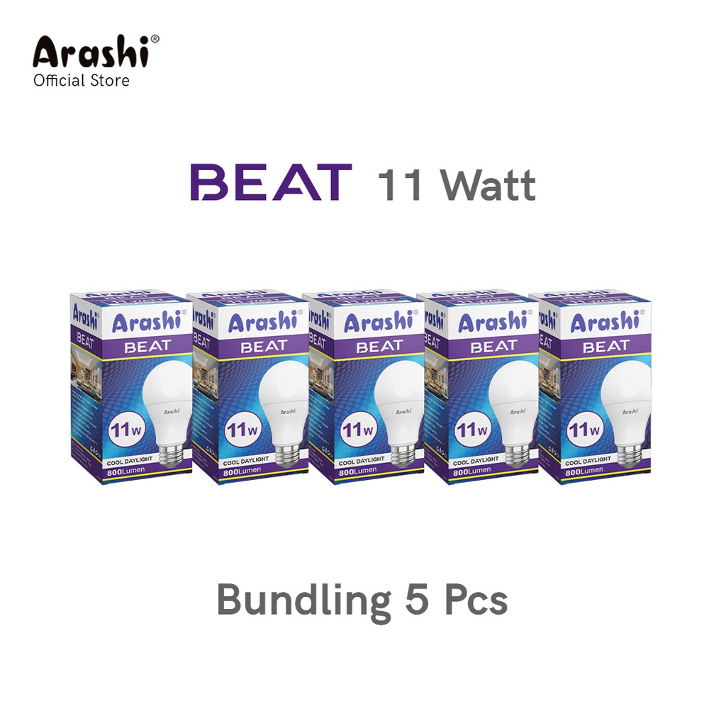 Arashi Lampu LED Beat 11 Watt CDL 5pcs - Putih