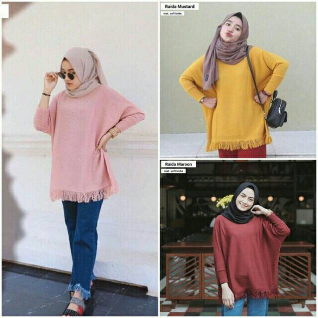 Raida sweater knit wanita -NGROS