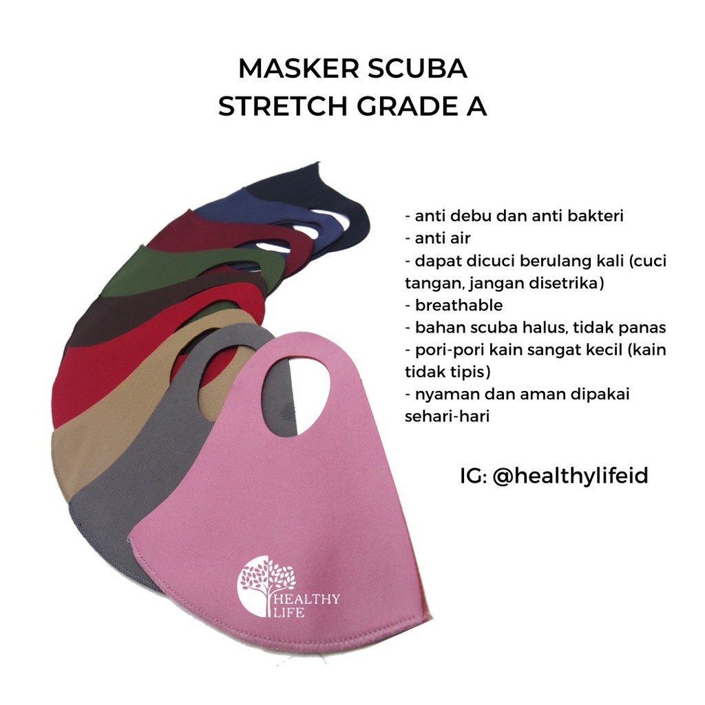 Masker Korea Bahan Scuba Stretch Grade A Bahan Tebal (Banyak Pilihan Warna)