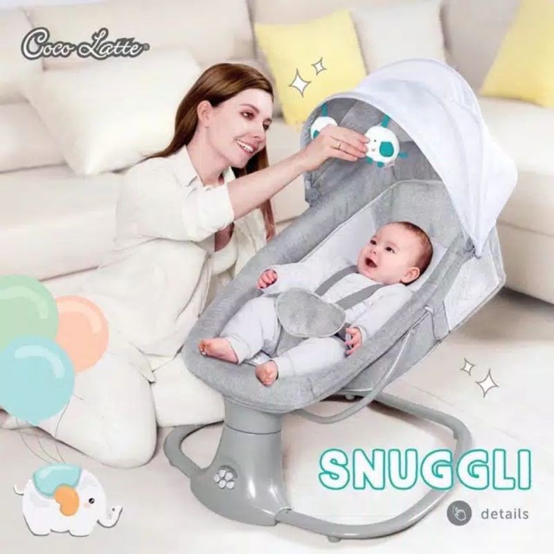 Ayunan Otomatis Cocolatte Weeler Swing Snuggli BabyDoes Claptown-Grey