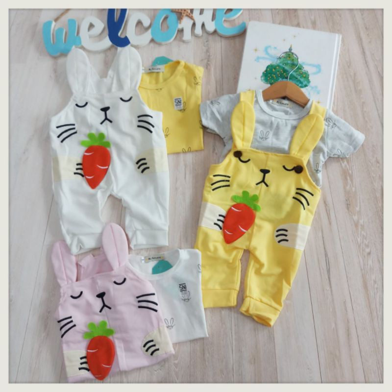 Baju Bayi Perempuan / Setelan Anak Cewek Carrot Overall Mi Amore Size 0-12 Bulan Termurah Premium