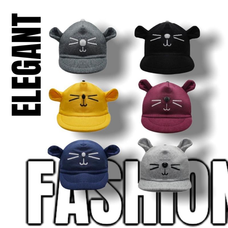 Topi anak motif 3D kucing topi fashion