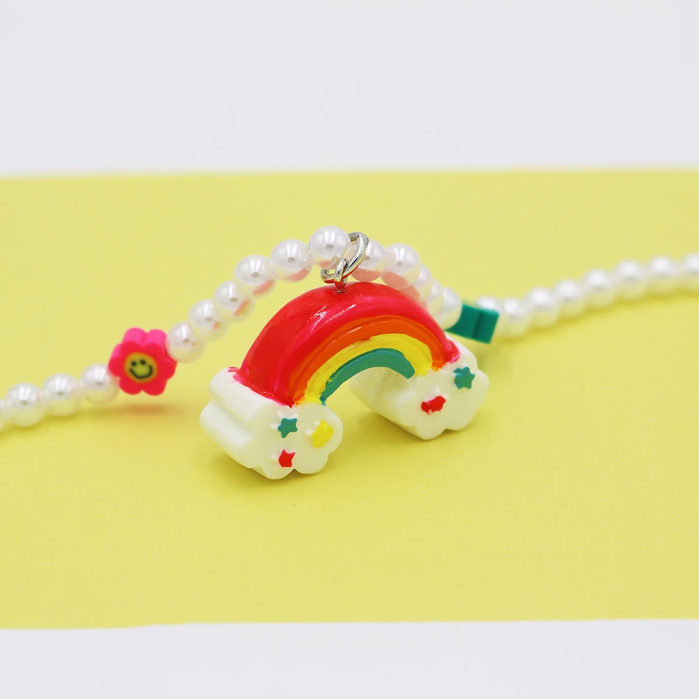 Gaya Korea imitasi mutiara bunga Smiley kalung in rainbow liontin all-match ornamen siswa perempuan