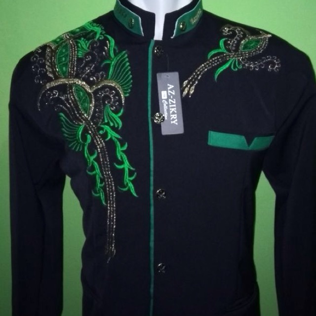 Jasko hitam bordir hijau termurah