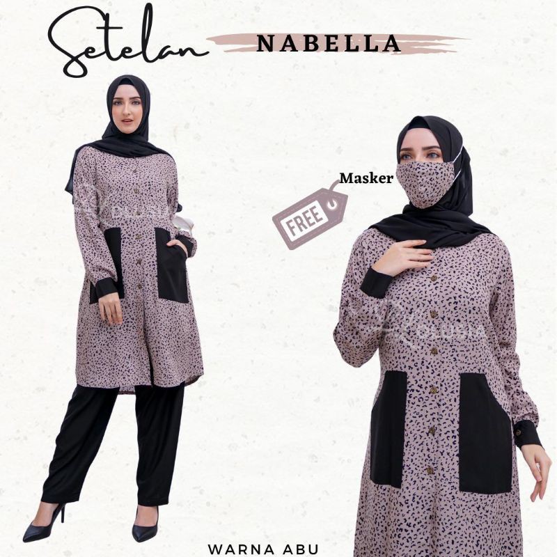 Daster arab DLUSIA NABELLA Setelan Tunik Rayon