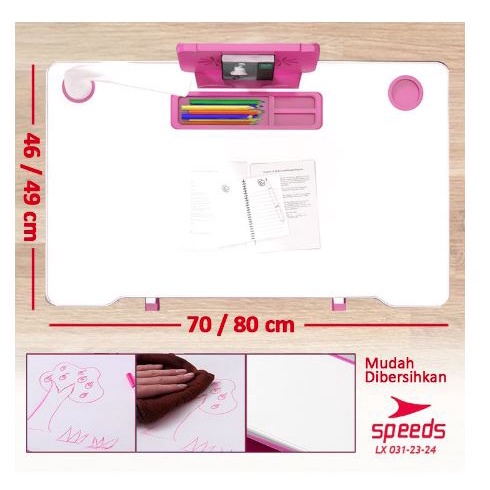 Set Meja Belajar Anak SPEEDS 70 &amp; 80 cm 1 Kursi Set Lengkap Multifungsi