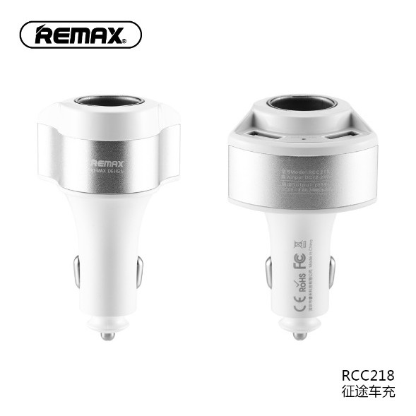 REMAX RCC218 JourneyCar Output 4.8A Car Charger 2 Port USB plus Socket Lighter Charger Mobil 3 in 1