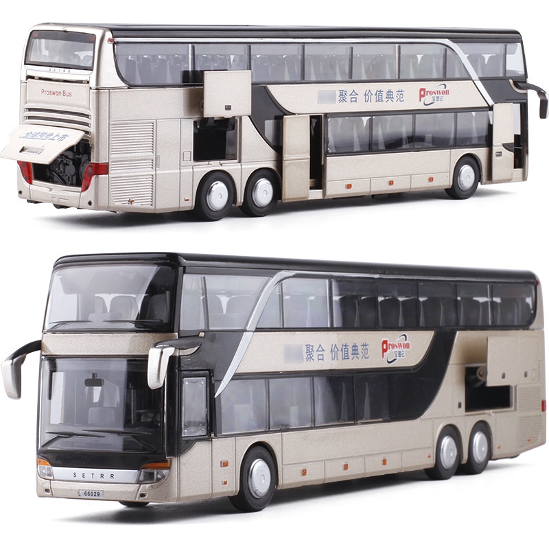 TWH Alloy bus Miniatur double decker airport shuttle bus besi harga murah
