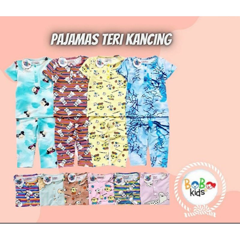 LZ.O57 pajamas teri kancing bobokids. PIYAMA baju tidur anak