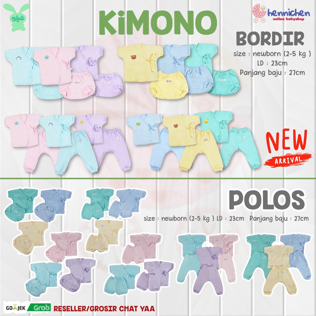 ARUCHI KIMONO POLOS / ARUCHI KIMONO BORDIR WARNA SETELAN BAYI NEWBORN SETELAN PIYAMA BAYI