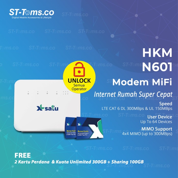XL SATU ULTIMATE HKM N601 / HKM N 601 Modem WiFi 4G Unlock All Operator Free Kuota Unlimited