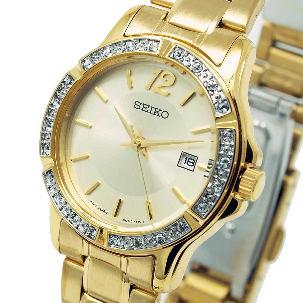 Seiko Ladies SUR714P1 Swarovski Gold Coating - Jam Tangan Wanita SUR714