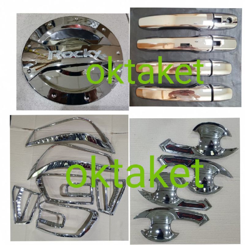 paket lengkap Toyota Raize Daihatsu Rocky 2021 2022 GR Sport garnish depan belakang outer handle tank cover chrome