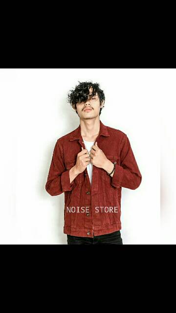 Jaket Jeans Pria Lemon Pink Merah Putih Mustard Abu Maroon Ijo Army