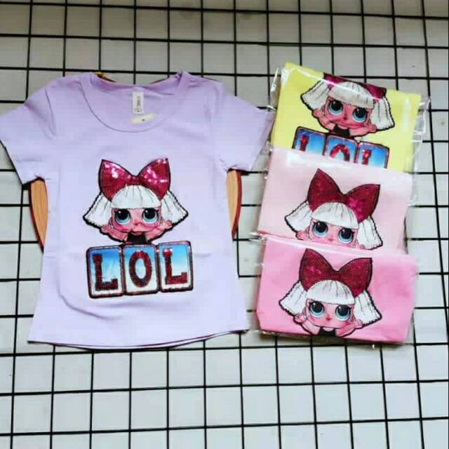 Grosir (3 pcs) kaos LED anak 2-6 tahun import - lol e