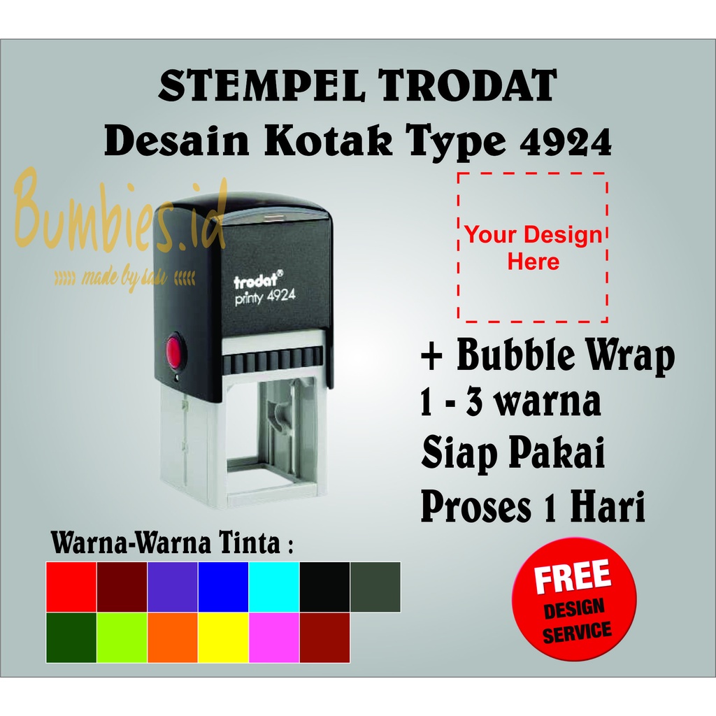 Stempel Trodat 4924 (38x38mm) Stempel praktis Stempel Toko Stempel logo Stempel 3 warna