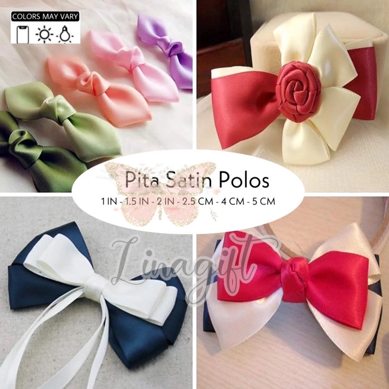 ( Rol 30 Yard ) PITA SATIN IMPORT 6MM 12MM / PITA KADO 1/2IN 1,2CM / SILK SATEEN GIFT RIBBON 1/4IN 0.6CM