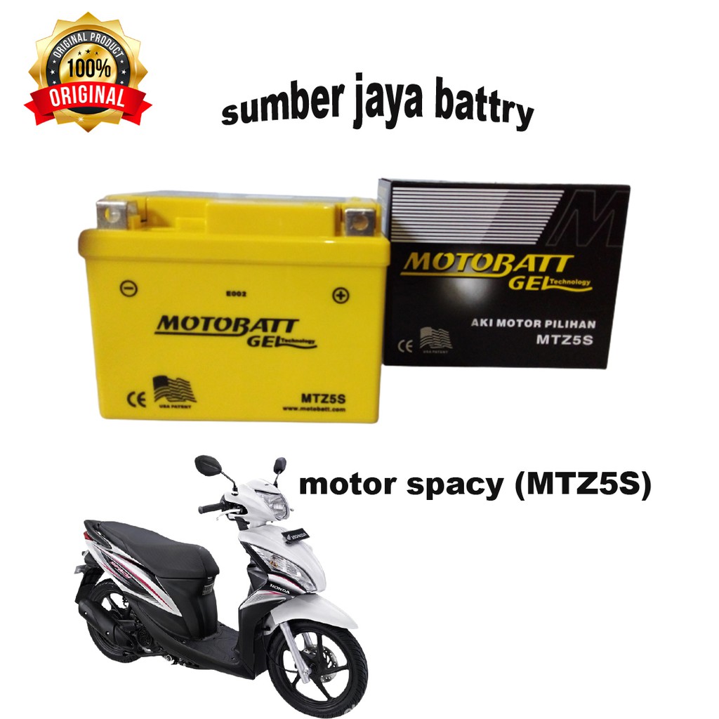 aki motor honda SPACCY BEAT FI motobatt MTZ5S GEL asli ori aki kering