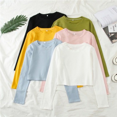 Basic crop - atasan crop - kaos crop - fit to L